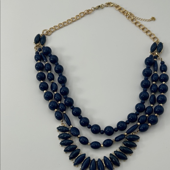 Fashion Jewelry Navy and Gold Beaded Necklace - Picture 15 of 16